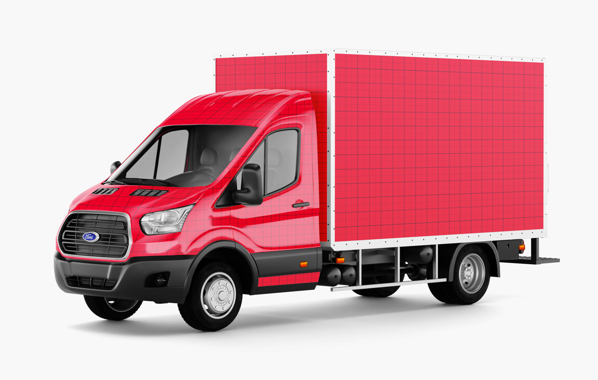 10_Ford Transit Box Truck Mockup - Front-Left View_Preview2