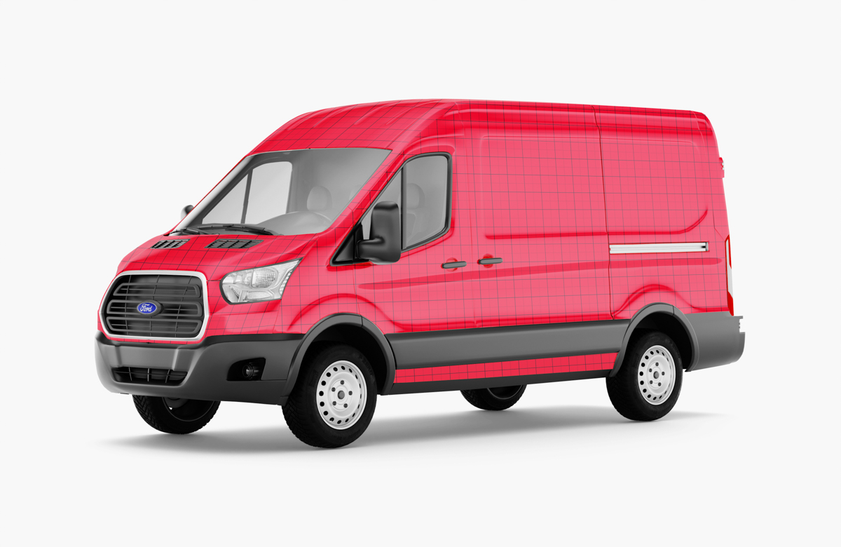 15_Ford Transit Truck Mockup - Front Left View_Preview2
